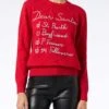 MC2 Saint Barth Woman Brushed Sweater With Dear Santa List Embroidery -MC2 Saint Barth Shop QUE0009 02061C woman red sweater santa embroidery 1