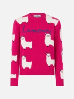 MC2 Saint Barth Woman Crewneck Sweater With L'Am<3ur Embroidery -MC2 Saint Barth Shop QUE0014 00433E woman knitwear alpaca fuchsia 4