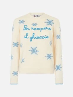 MC2 Saint Barth Woman Crewneck Sweater With Per Rompere Il Ghiaccio Embroidery -MC2 Saint Barth Shop QUE0014 10999E woman sweater white embroidery 4