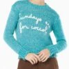 MC2 Saint Barth Woman Crewneck Soft Crop Sweater With Sundays Are For Coccole Embroidery