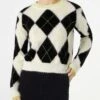 MC2 Saint Barth Woman Brushed Cropped Sweater With Argyle Pattern -MC2 Saint Barth Shop QUE0027 00581C woman sweater argyle black 1