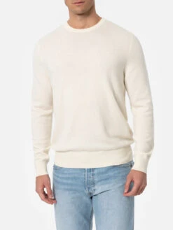 MC2 Saint Barth Man White Crewneck Cashmere Blend Sweater Regent