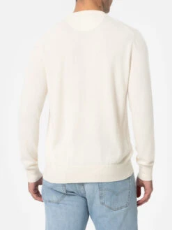 MC2 Saint Barth Man White Crewneck Cashmere Blend Sweater Regent -MC2 Saint Barth Shop REGE003 00492G MAN KNITWEAR WHITE 03