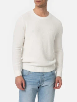 MC2 Saint Barth Man White Crewneck Stretch Sweater Regent