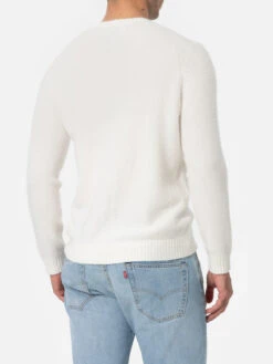 MC2 Saint Barth Man White Crewneck Stretch Sweater Regent -MC2 Saint Barth Shop REGE003 00690G MAN KNITWEAR WHITE 03