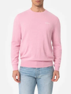 MC2 Saint Barth Man Pink Cashmere Blend Crewneck Sweater Regent
