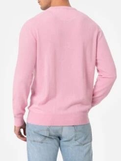 MC2 Saint Barth Man Pink Cashmere Blend Crewneck Sweater Regent -MC2 Saint Barth Shop REGE003 00822G MAN KNITWEAR PINK 03