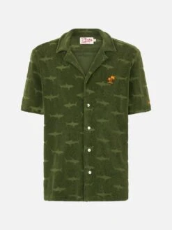 MC2 Saint Barth Man Military Green Terry Shirt Riviera 9 MC2 Saint Barth Man Military Green Terry Shirt Riviera -MC2 Saint Barth Shop RIV0001 00293D man shirt terry green 4