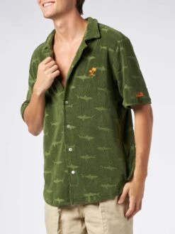 MC2 Saint Barth Man Military Green Terry Shirt Riviera