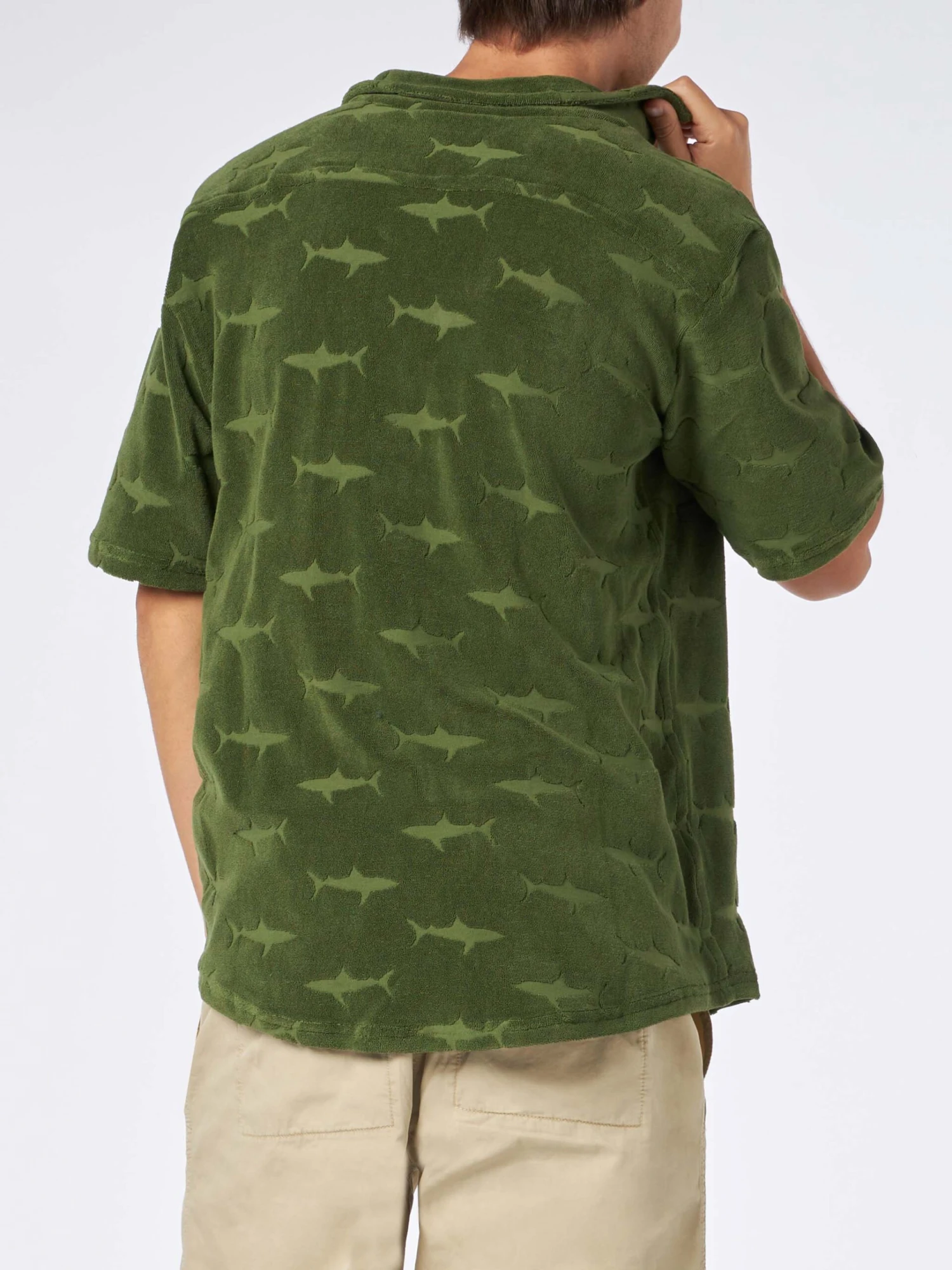 MC2 Saint Barth Man Military Green Terry Shirt Riviera 4 MC2 Saint Barth Man Military Green Terry Shirt Riviera - Image 2
