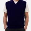 MC2 Saint Barth Man Navy Blue Cashmere Blend V Neck Vest Russel -MC2 Saint Barth Shop RUSSELLIGHT BLENDWS18BROWNFRONTcopia