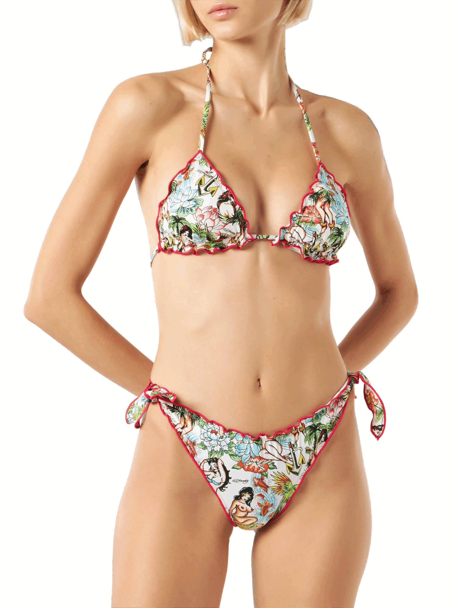 MC2 Saint Barth Woman Triangle Bikini With Tattoo Print 4 MC2 Saint Barth Woman Triangle Bikini With Tattoo Print - Image 2