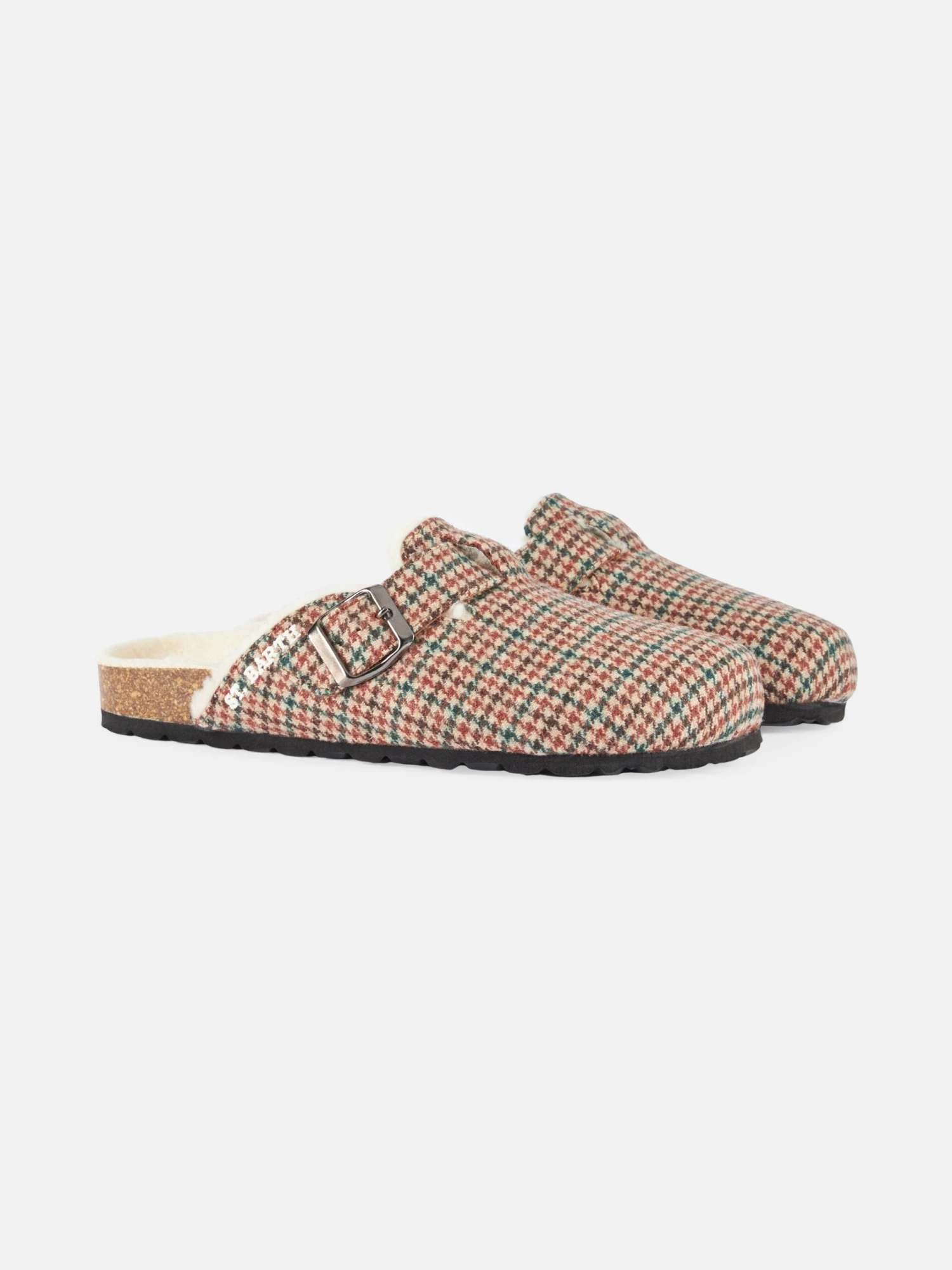 MC2 Saint Barth Woman Furry Sandal Clogs With Pied De Poule Print 3 MC2 Saint Barth Woman Furry Sandal Clogs With Pied De Poule Print