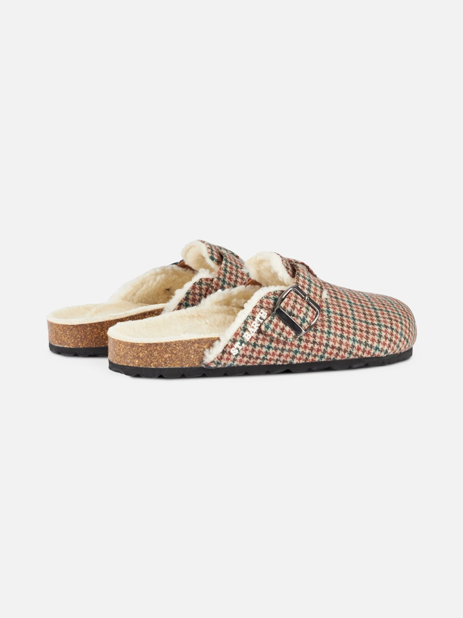 MC2 Saint Barth Woman Furry Sandal Clogs With Pied De Poule Print 4 MC2 Saint Barth Woman Furry Sandal Clogs With Pied De Poule Print - Image 2