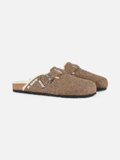 MC2 Saint Barth Woman Sandal Furry Clogs With Herringbone Print