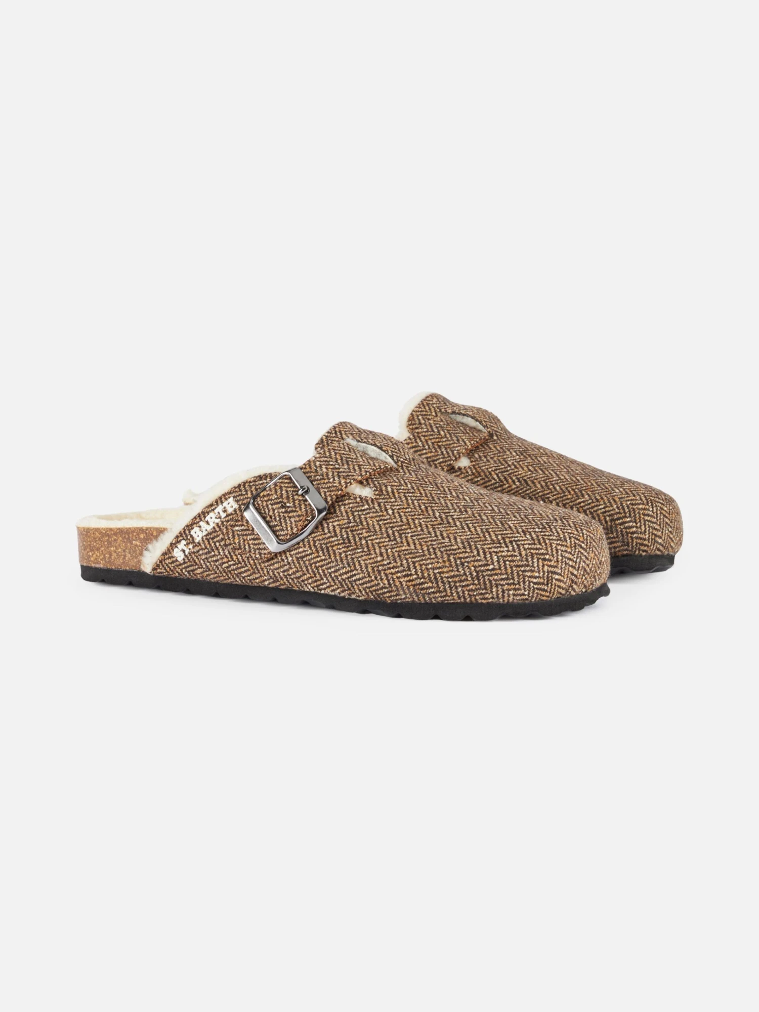 MC2 Saint Barth Woman Sandal Furry Clogs With Herringbone Print 3 MC2 Saint Barth Woman Sandal Furry Clogs With Herringbone Print