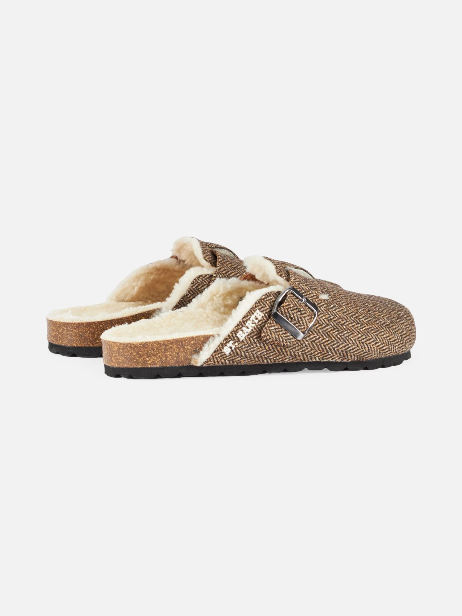 MC2 Saint Barth Woman Sandal Furry Clogs With Herringbone Print 4 MC2 Saint Barth Woman Sandal Furry Clogs With Herringbone Print - Image 2