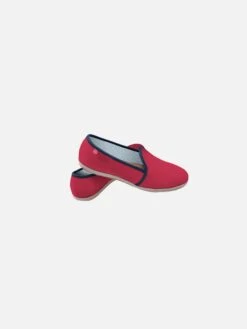 Red And Blue Navy Canvas Shoes For Men