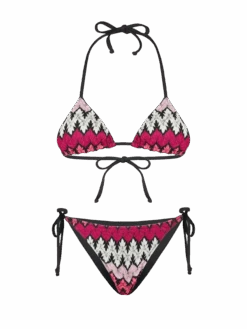 Woman Chevron Knitted Triangle Bikini
