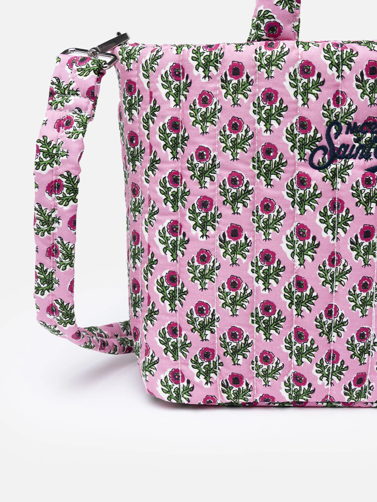 MC2 Saint Barth Pink Flower Quilted Soft Tote Mid Bag 4 MC2 Saint Barth Pink Flower Quilted Soft Tote Mid Bag - Image 2