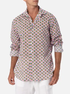MC2 Saint Barth Man Muslin Cotton Shirt Sikelia With Radical Flower Print