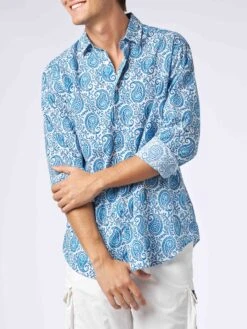 MC2 Saint Barth Man Muslin Cotton Sikelia Shirt With Paisley Print