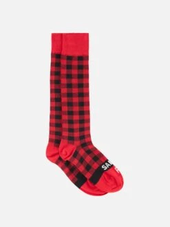 MC2 Saint Barth Man Long Socks With Red And Black Check Pattern