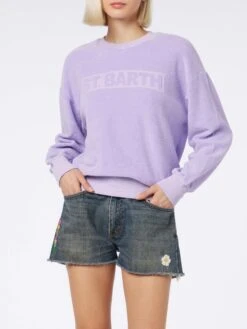 MC2 Saint Barth Woman Lilac Terry Cotton Stardust Sweatshirt