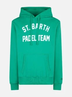 Cotton Hoodie With St. Barth Padel Team Print -MC2 Saint Barth Shop TRI0001 03674B padel sweatshirt green man 4