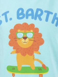 MC2 Saint Barth Boy Cotton T-shirt With St. Barth Best Skater Lion Print -MC2 Saint Barth Shop TSH0001 02193F 03