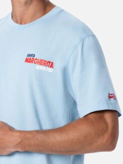 MC2 Saint Barth Man Cotton T-shirt With Santa Margherita Addicted Postcard Placed Print