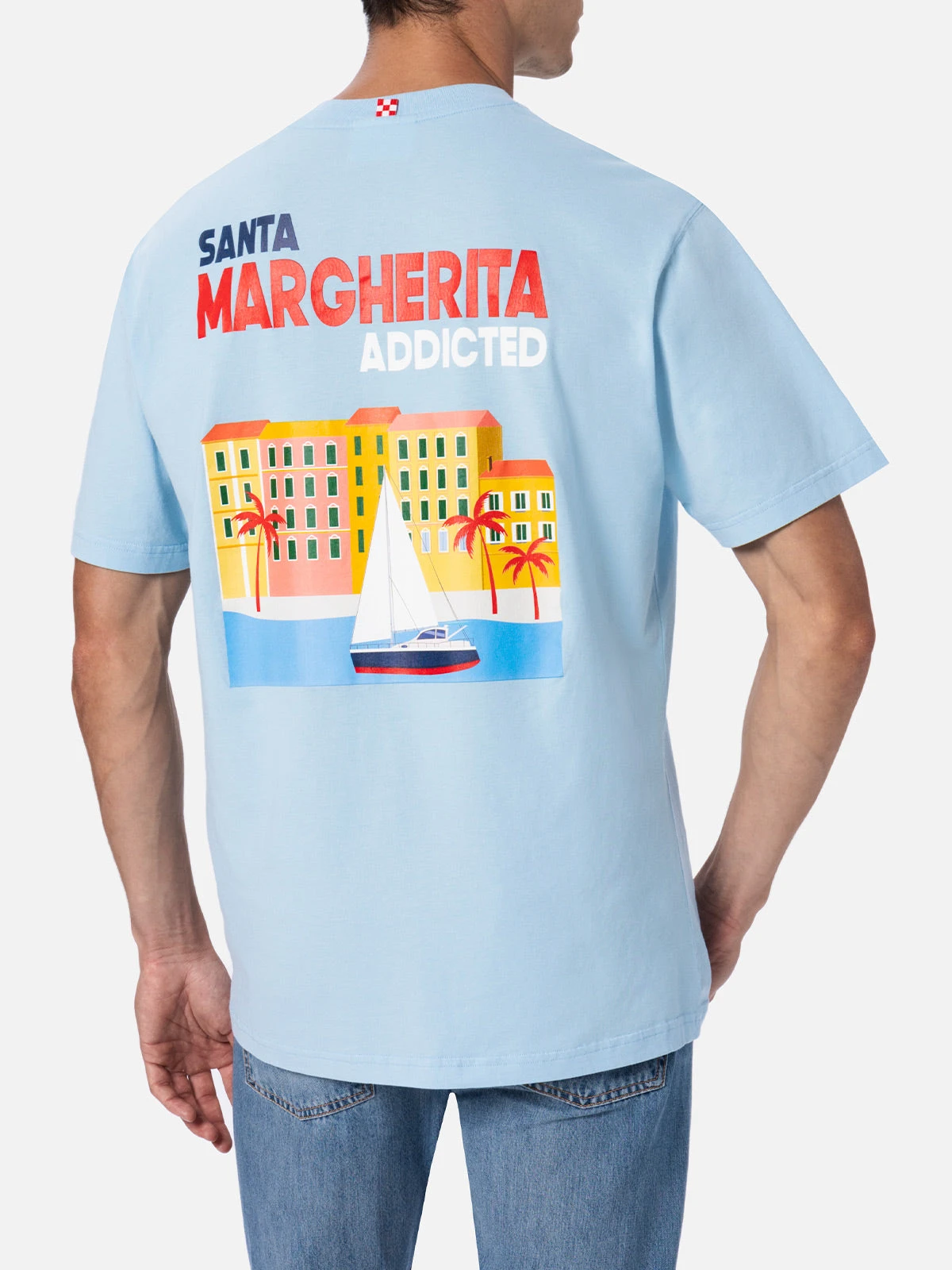 MC2 Saint Barth Man Cotton T-shirt With Santa Margherita Addicted Postcard Placed Print 4 MC2 Saint Barth Man Cotton T-shirt With Santa Margherita Addicted Postcard Placed Print - Image 2