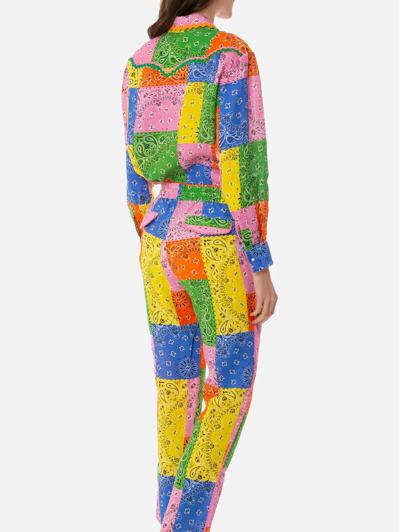 MC2 Saint Barth Woman Linen Pants With Multicolor Bandanna Print 6 MC2 Saint Barth Woman Linen Pants With Multicolor Bandanna Print - Image 4