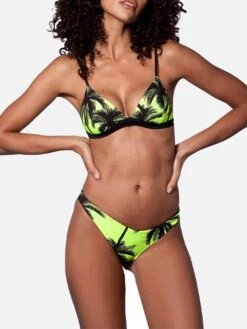Palm Print Yellow Fluo Triangle Bikini