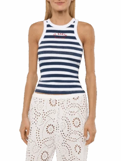 MC2 Saint Barth Ada Striped Ribbed Cotton Tank Top