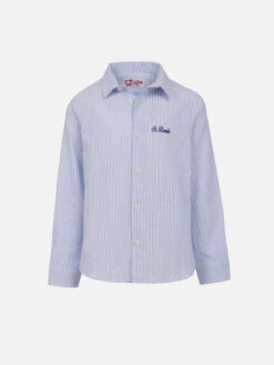 MC2 Saint Barth Kid Striped Seersucker Cotton Shirt Agnes