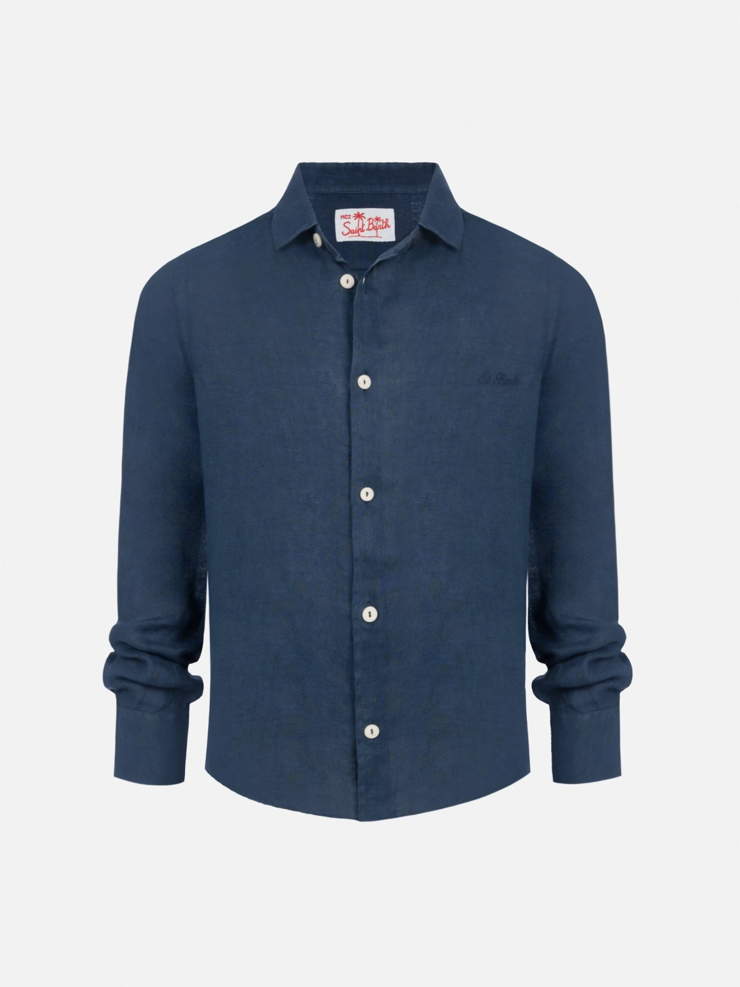 MC2 Saint Barth Agnes Navy Blue Linen Shirt 3 MC2 Saint Barth Agnes Navy Blue Linen Shirt