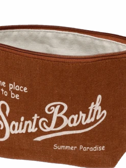 MC2 Saint Barth Aline Brown Linen Pochette -MC2 Saint Barth Shop UID ALI000400130H 3