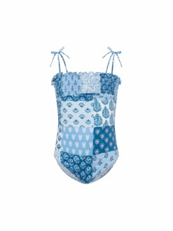 MC2 Saint Barth Amina One-piece Swimsuit With Floral Patch And Smocked Bodice