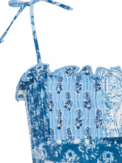 MC2 Saint Barth Amina One-piece Swimsuit With Floral Patch And Smocked Bodice -MC2 Saint Barth Shop UID AMI000101021H GIRL ONEPIECE SKY BOHO 20250407083500 03