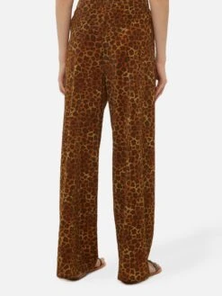 MC2 Saint Barth Amalia Leopard Lurex Wide-leg Trousers -MC2 Saint Barth Shop UID AML00101433H WOMAN PANT BROWN 3