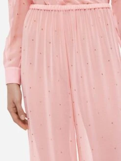 MC2 Saint Barth Amalia Pink Wide-leg Georgette Trousers With Rhinestone Embellishment -MC2 Saint Barth Shop UID AML00105966H WOMAN PANT PINK 0 0 20250320113500 2