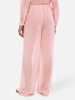 MC2 Saint Barth Amalia Pink Wide-leg Georgette Trousers With Rhinestone Embellishment -MC2 Saint Barth Shop UID AML00105966H WOMAN PANT PINK 0 0 20250320113500 3