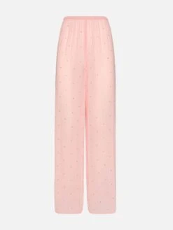 MC2 Saint Barth Amalia Pink Wide-leg Georgette Trousers With Rhinestone Embellishment -MC2 Saint Barth Shop UID AML00105966H WOMAN PANT PINK 0 0 20250320113500 5