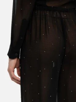 MC2 Saint Barth Amalia Black Wide-leg Georgette Trousers With Rhinestone Embellishment -MC2 Saint Barth Shop UID AML00106326H WOMAN PANT BLACK 0 0 20250320113500 2