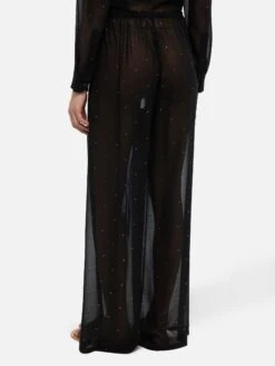 MC2 Saint Barth Amalia Black Wide-leg Georgette Trousers With Rhinestone Embellishment -MC2 Saint Barth Shop UID AML00106326H WOMAN PANT BLACK 0 0 20250320123502 3