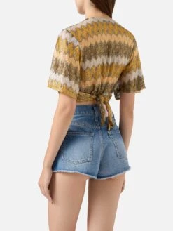 MC2 Saint Barth Opened V-neck Blouse Angelina In Raschel Fabric -MC2 Saint Barth Shop UID ANG0001X0026 WOMAN SHIRT BROWN MC2 MC2 20250807153512 3