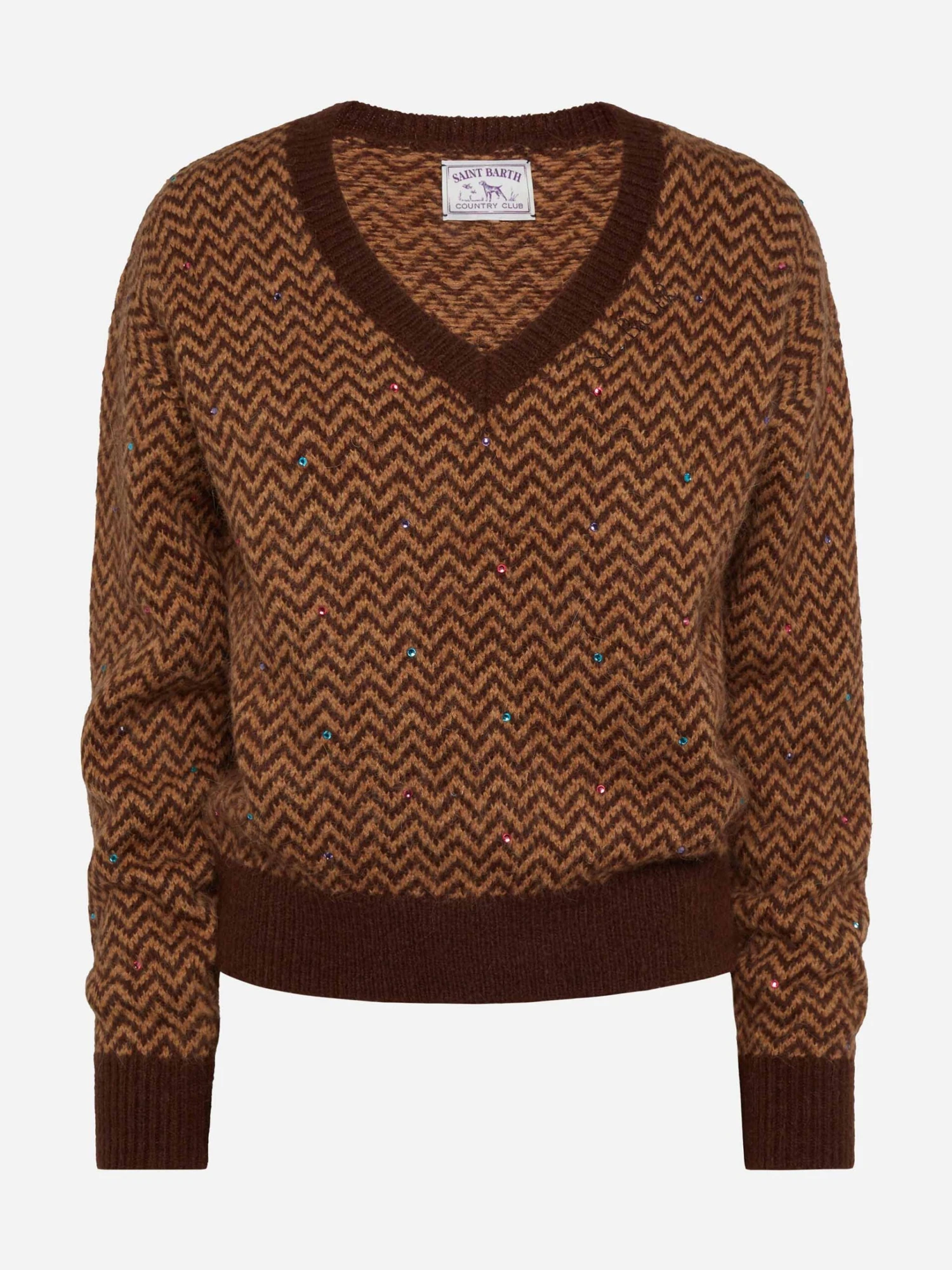 MC2 Saint Barth Woman Cropped Sweater With Argyle Pattern 6 MC2 Saint Barth Woman Cropped Sweater With Argyle Pattern - Image 4