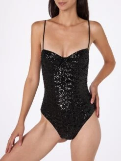MC2 Saint Barth Woman Black One-piece Swimsuit Apolline With Sequins 10 MC2 Saint Barth Woman Black One-piece Swimsuit Apolline With Sequins -MC2 Saint Barth Shop UID APO000100406G WOMAN ONEPIECE BLACK 5