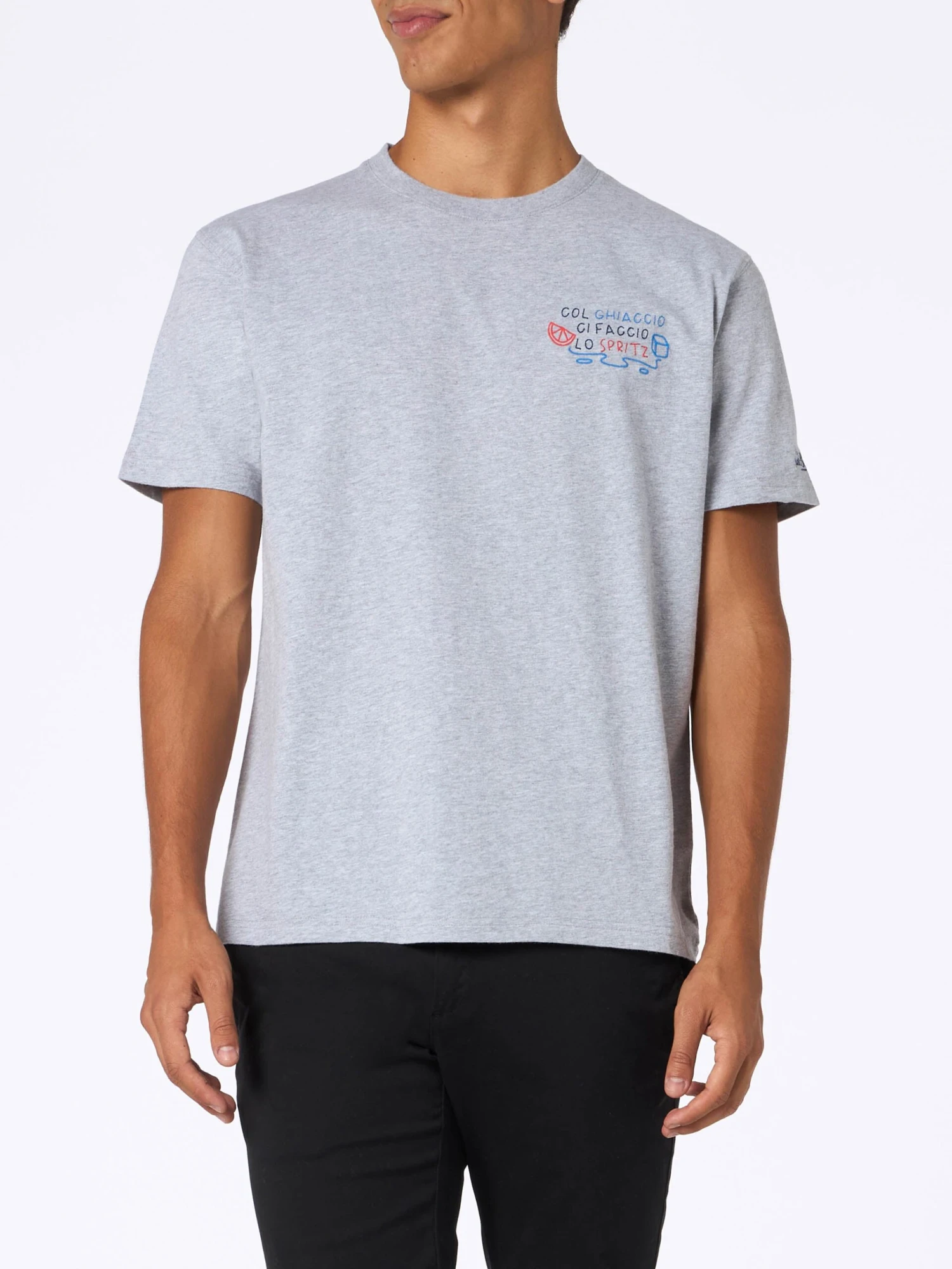 MC2 Saint Barth Man Heavy Cotton T-shirt Arnott With Col Ghiaccio Ci Faccio Lo Spritz Embroidery | INSULTI LUMINOSI SPECIAL EDITION 4 MC2 Saint Barth Man Heavy Cotton T-shirt Arnott With Col Ghiaccio Ci Faccio Lo Spritz Embroidery | INSULTI LUMINOSI SPECIAL EDITION - Image 2